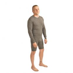 Maillot homme en laine et soie noir bleu écru gris manches longues gris  S (small)