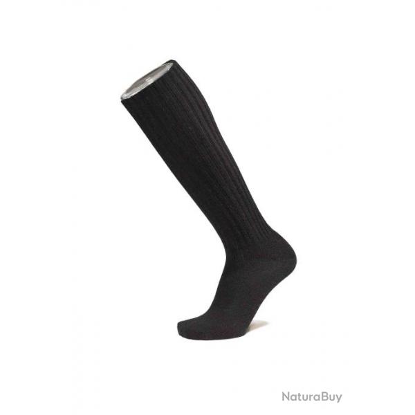 Chaussettes chaudes hautes pure laine femme et homme noir  35/39