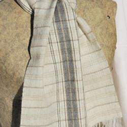 Echarpes motifs pure laine baby ALPAGA luxueux gris clair tartan