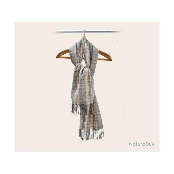 Echarpes motifs pure laine baby ALPAGA luxueux gris beige tartan