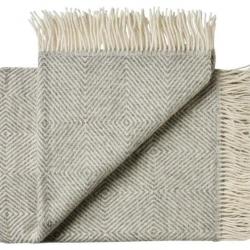 Plaid pure laine vierge scandinave à chevrons  gris clair