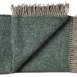 Plaid pure laine vierge scandinave à chevrons  vert ardoise