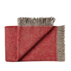 Plaid chevron pure laine vierge scandinave rouge