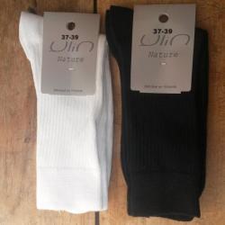 Chaussettes pur coton non comprimantes fines homme et femme 40/42 blanc