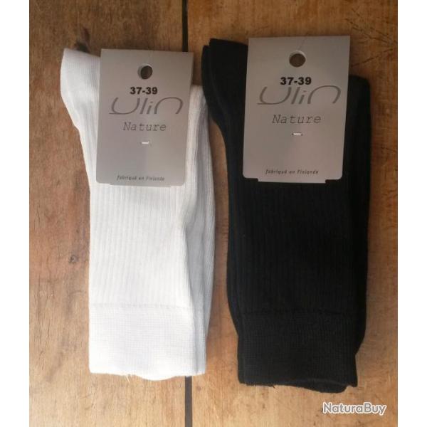 Chaussettes pur coton non comprimantes fines homme et femme 40/42 blanc