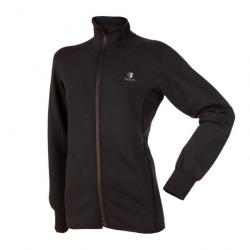 Veste femme chaude sportwear en laine mérinos noir ou gris noir  M (médium)