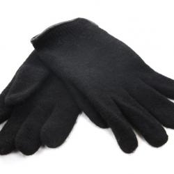 Gants femme pure laine mérinos et cuir véritable noir