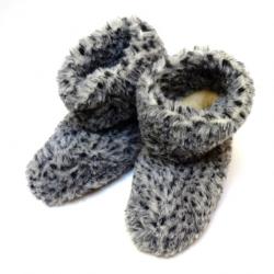 Chaussons boots enfant chauds en pure laine gris chiné 27/28