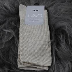 Chaussettes femme non comprimantes coton et ions d'argent pieds sensibles beige 37/38