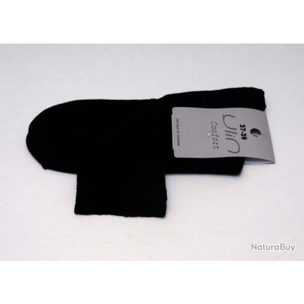 Chaussettes non comprimantes coton femme et homme jambes sensibles noir  43/45