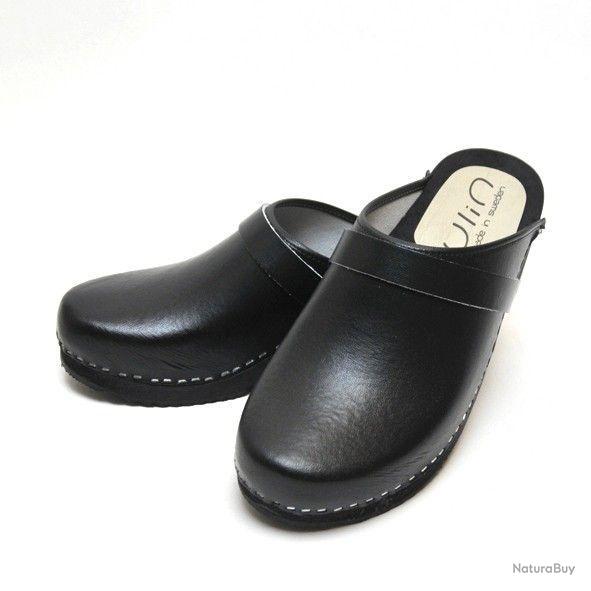 Sabot homme bois cuir noir semelle noire Allblack noir Sabots
