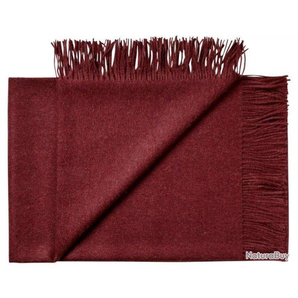 Plaid doux en pure laine Baby ALPAGA uni chin rouge bordo