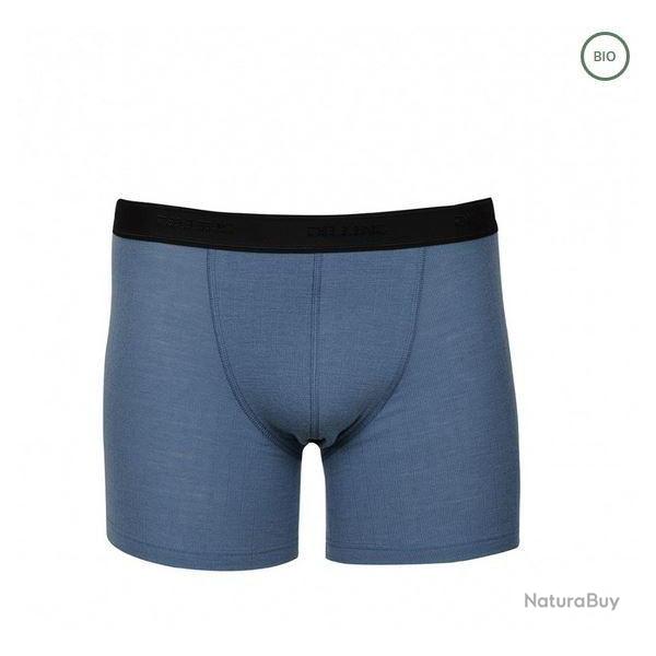 Boxer Homme maille ctele en pure laine mrinos BIO bleu  XL (extra large)