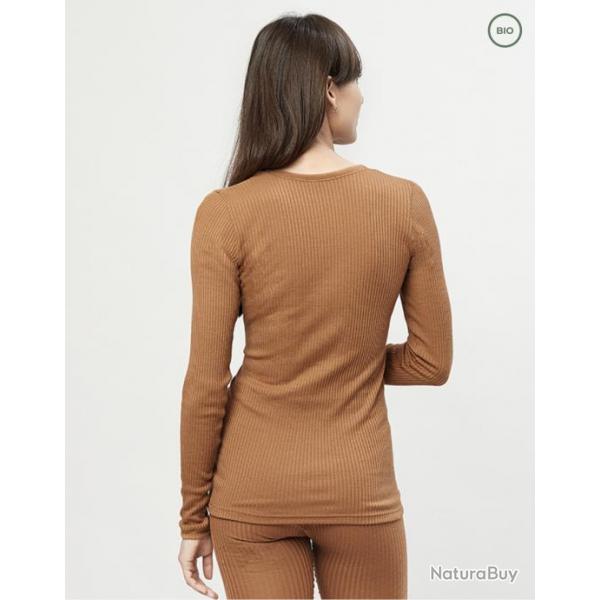 Haut femme col rond pure laine mrinos ctel camel 38