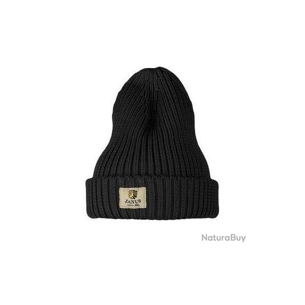 Bonnet trs chaud simple cte en pure laine vierge douce noir