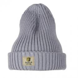 Bonnet très chaud simple côte en pure laine vierge douce gris