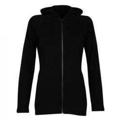 Veste à capuche chaude femme pure laine mérinos noir ou gris noir  46