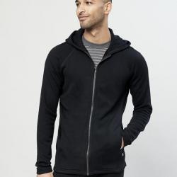 Veste Sweat à capuche chaud homme pure laine mérinos gris anthracite noir  44