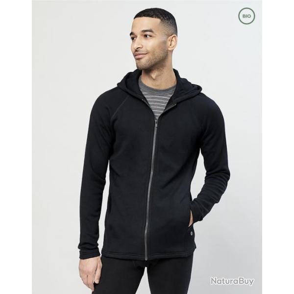 Veste Sweat  capuche chaud homme pure laine mrinos gris anthracite noir  44