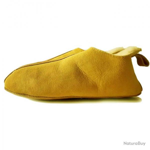 Chaussons chauds femme et homme en peau de mouton Harry 36 jaune soleil