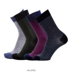 Chaussettes chaudes femme laine extra fines rayées 35/39 rayé fushia marine