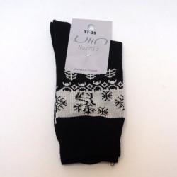 Chaussettes chaudes laine mérinos jacquard nordique noir  40/42