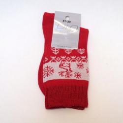 Chaussettes chaudes laine mérinos jacquard nordique rouge 43/45