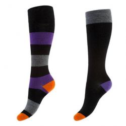 Chaussettes de contention unie ou rayée en laine fines et chaudes noir  37/39