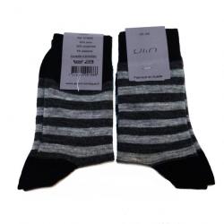 Chaussettes chaudes femme ville laine fines rayées 35/39 rayé noir gris