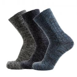 Lot de 3 paires de chaussettes chaudes laine chinée 40/45 noir bleu  gris