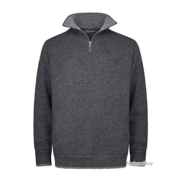 Pull Homme trs chaud en pure laine vierge col camionneur gris fonc M (mdium)