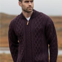 Pull camionneur Homme chaud en pure laine mérinos bleu, beige, bordeaux,gris M (médium) rouge bordo