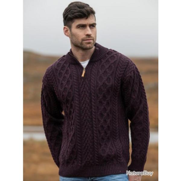 Pull camionneur Homme chaud en pure laine mrinos bleu, beige, bordeaux,gris M (mdium) rouge bordo