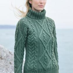 Pull Femme col roulé court en pure laine mérinos rouge ou écru M (médium) vert d'eau