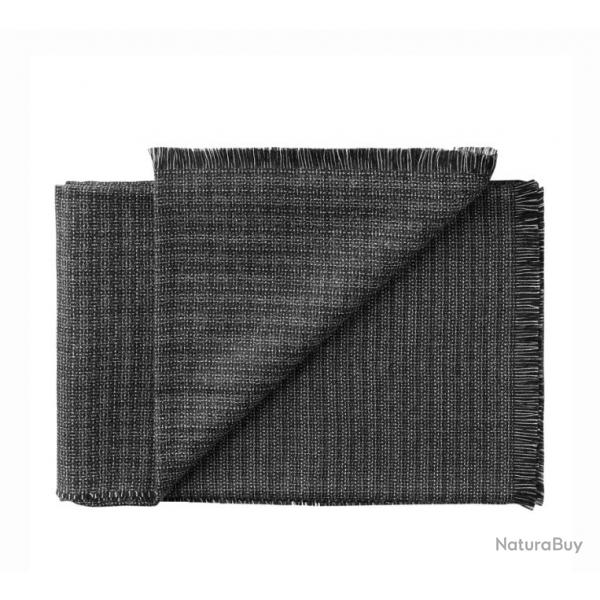 Plaid de luxe pure laine Baby ALPAGA tissage Tweed gaze noir