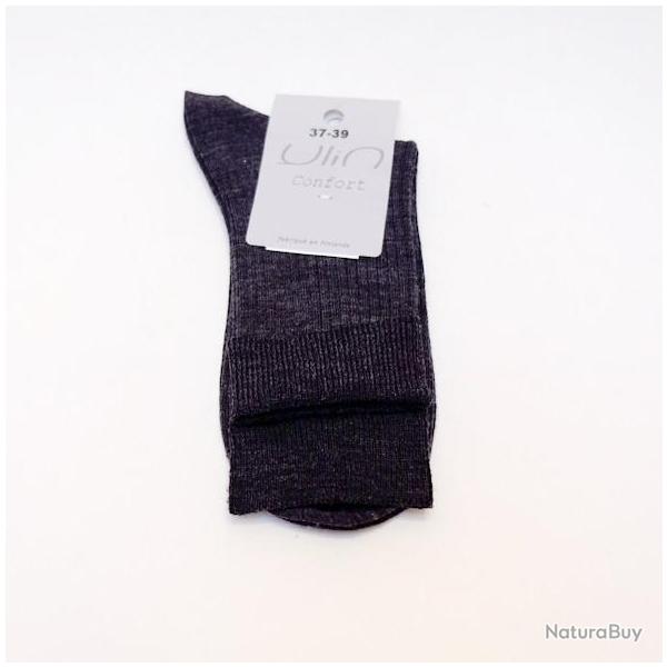 Chaussettes fines ville femme laine mrinos non comprimantes 40/42 gris anthracite