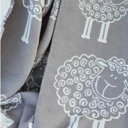 Plaid nordique moutons gris en pur coton