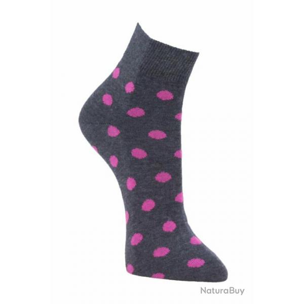 Chaussettes fantaisie  pois en coton pour femme 40/42 rose Fushia