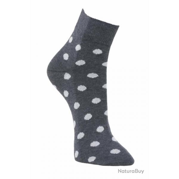 Chaussettes fantaisie  pois en coton pour femme 40/42 blanc cru