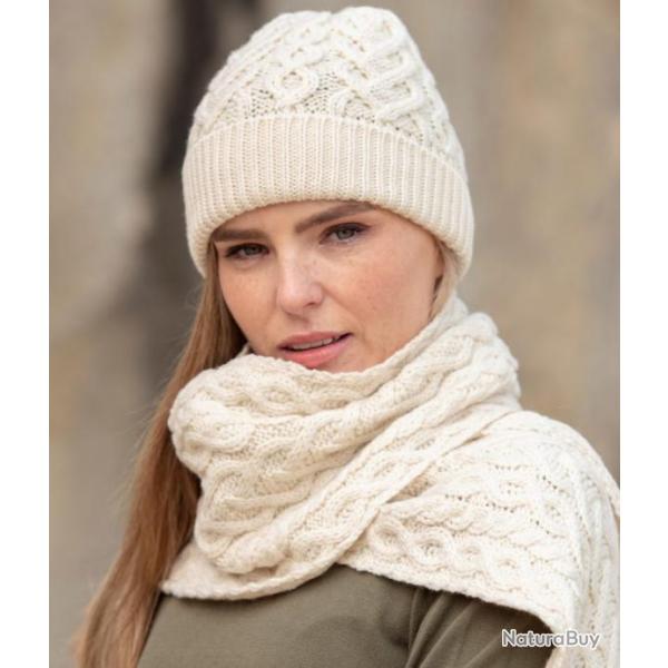 Bonnet pure laine mrinos extra doux blanc cru