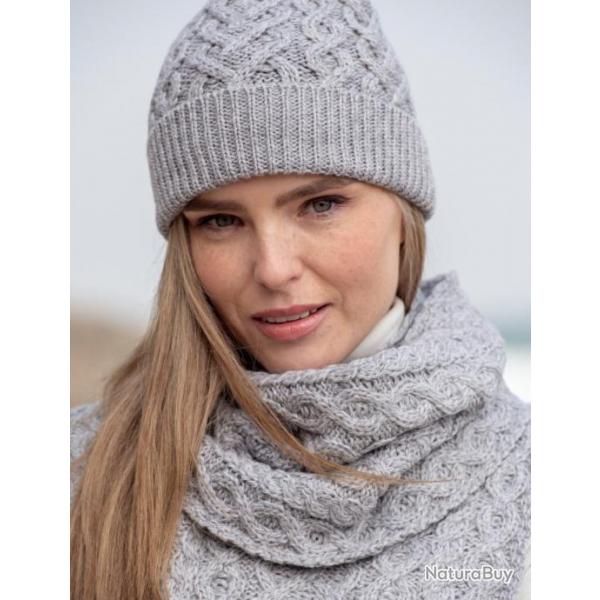 Bonnet pure laine mrinos extra doux gris clair