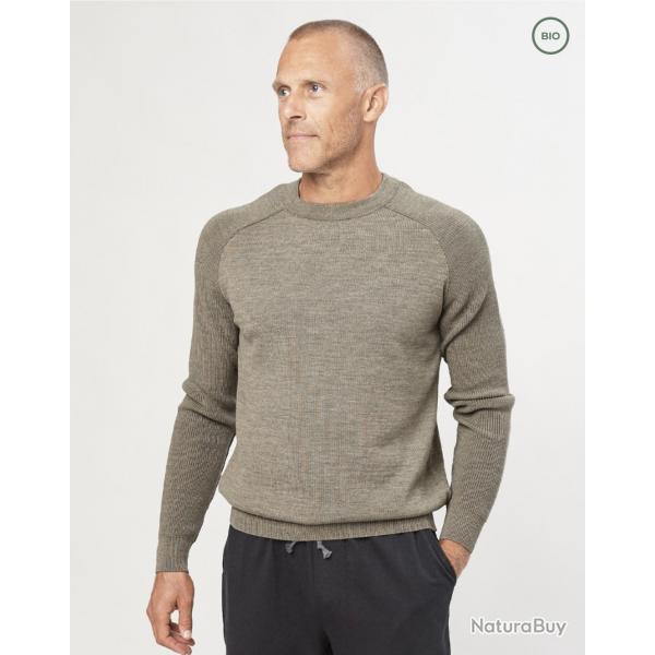 Pull homme fin en pure laine mrinos gris, kaki 2XL vert kaki clair