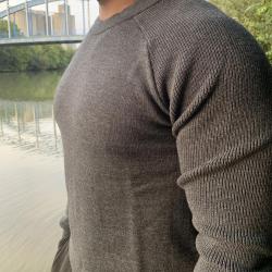 Pull homme fin en pure laine mérinos gris, kaki 2XL gris anthracite
