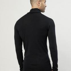 Pull fin à col roulé HOMME en pure laine mérinos  noir  XL (extra large)