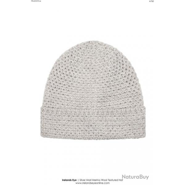 Bonnet en pure laine mrinos  cte de riz  gris clair