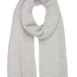 Echarpe en pure laine mérinos maille tricot côte de riz  gris clair