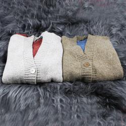 Gilet femme chaud nordique en laine et cachemire bicolore bleu  2XL