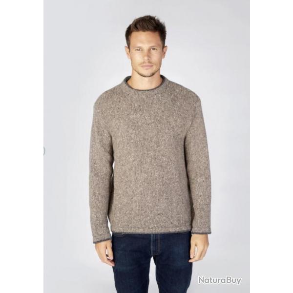 Pull homme chaud hiver pure laine et cachemire col rond M (mdium) gris taupe clair