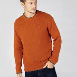 Pull homme chaud hiver pure laine et cachemire col rond M (médium) rouille