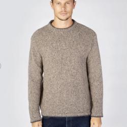 Pull homme chaud hiver pure laine et cachemire col rond 2XL gris taupe clair